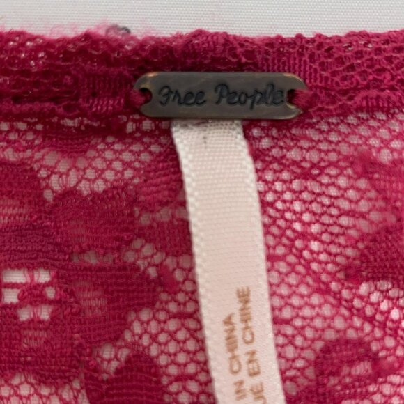 Free People Floral Lace Cropped Bandeau Top Sheer Back - Pink/Multicolor, Sz Sm - Picture 2 of 8